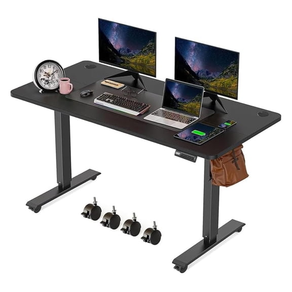 Electric Standing Desk 55x24", Adjustable Height Sit Stand Desk with Wheels