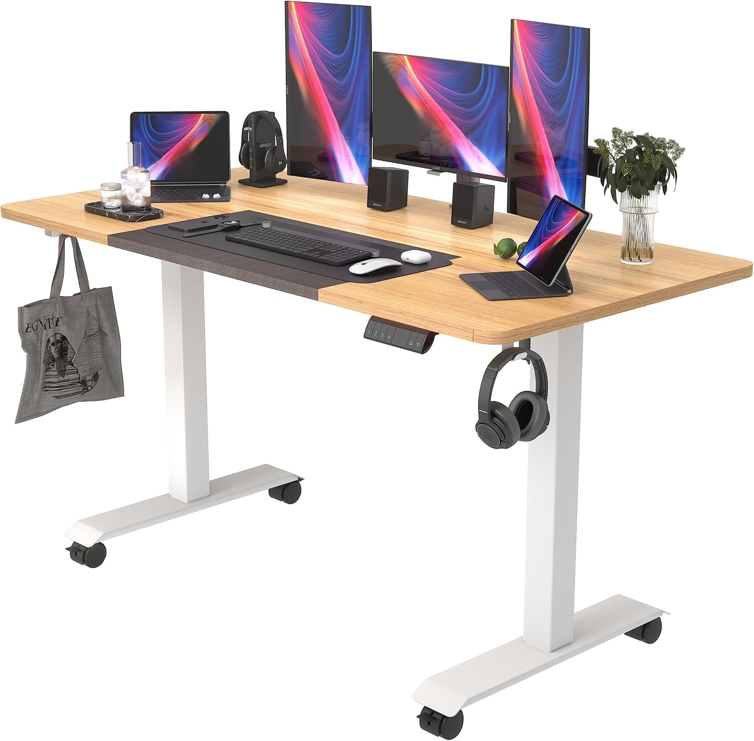 Electric Standing Desk, 55x24 Inches Adjustable Height Sit Stand Up, 3 ...