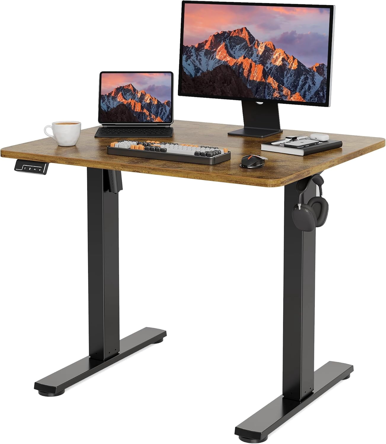 Office Additional Rising Table Electric Standing Desk Adjustable Height, 32x20 Inches Sit Stand up ...