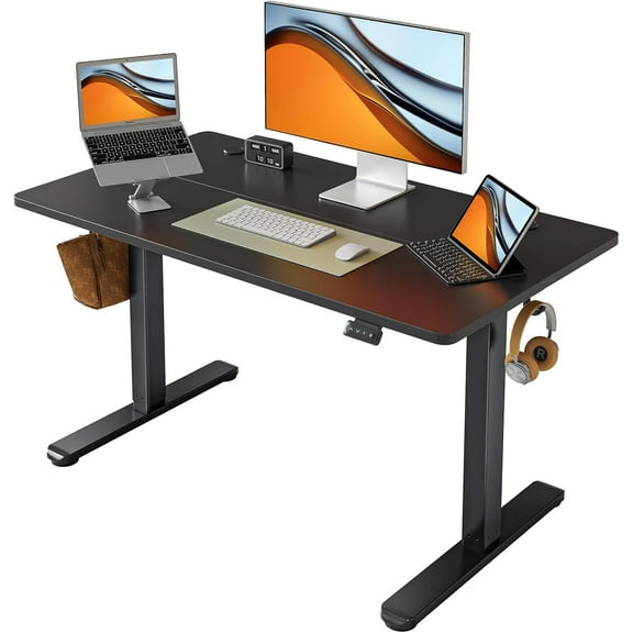 Electric Standing Desk Adjustable Height, 40 x 24 Inch Sit and Stand Desk, Home Office Desk, Ergonomic Workstation Computer Desk, Black
