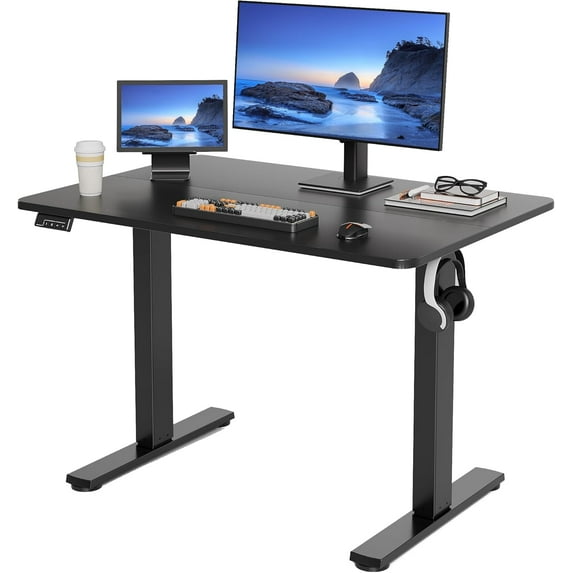 Electric Standing Desk Adjustable Height, 40x24 Inches Sit Stand up Desktop for Home Office, Ergonomic Rising Computer Table with Memory Preset, Black