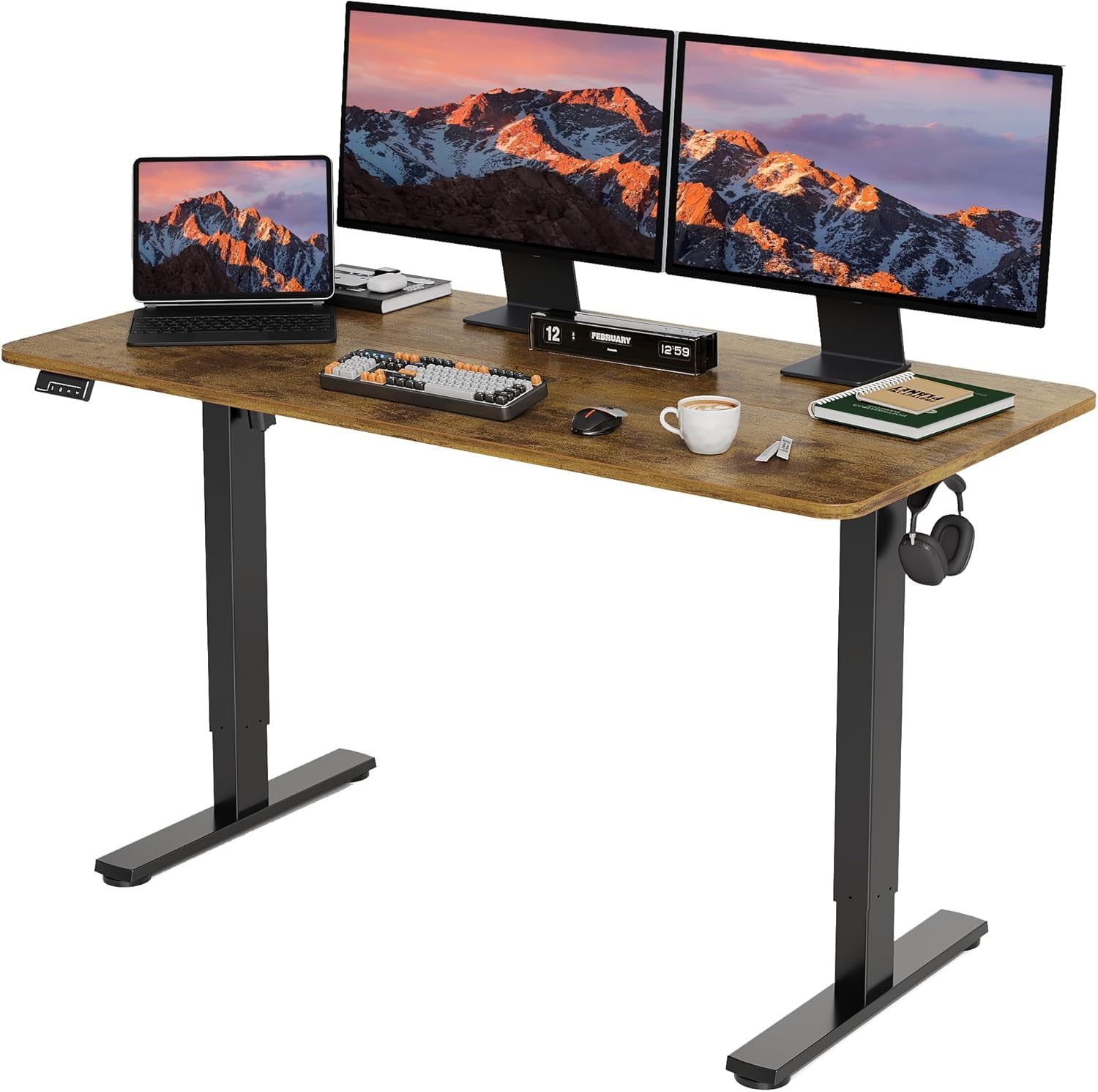 Electric Standing Desk Adjustable Height, 55x24 Inches Sit Stand up ...