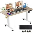 thumbnail image 1 of Electric Standing Desk Adjustable Height, 63x24 Inches Computer Desk with Rolling Wheels, Mouse Pad,Multifunctional Stand up Desk for Home/Office(Oak Grey, 1 of 14