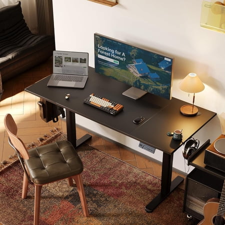 Electric Standing Desk Converter, 48x24 Adjustable Height Sit Stand Desk with 3 Memory Presets, Ergonomic Home Office Computer Table, Black