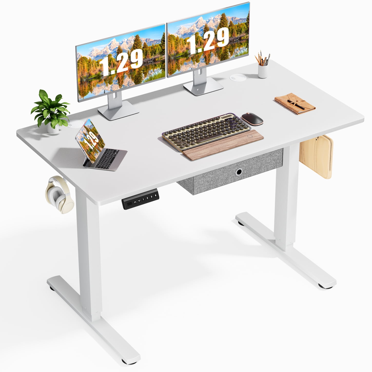 Electric Standing Desk with Drawer for Study, Adjustable Desk Ergonomic ...
