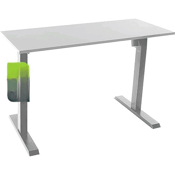 Electric Standing Desk Frame with 47 x 24 Tabletop - Motorized Workstation Two Leg Stand Up Desk with Memory Settings and Telescopic Sit Stand Height Adjustment (Grey Frame/White Top)$$Office
