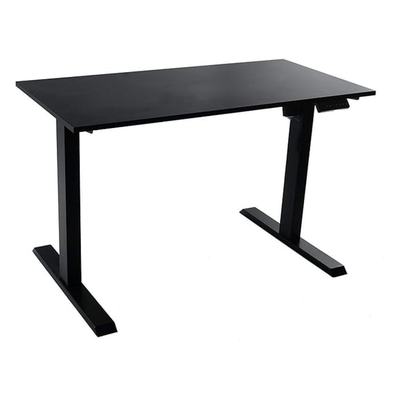Electric Standing Desk Frame 47x24 Inch - Motorized Sit Stand Workstation with Memory Settings - Black Frame/Black Top - Height Adjustable Desk