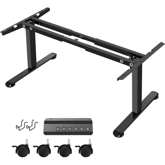Electric Standing Desk Frame,Compatible Desktop Size 43″-72″ and 187 lbs Weight Capacity,Memory Controller Height Adjustable Frame ,Black Frame Only