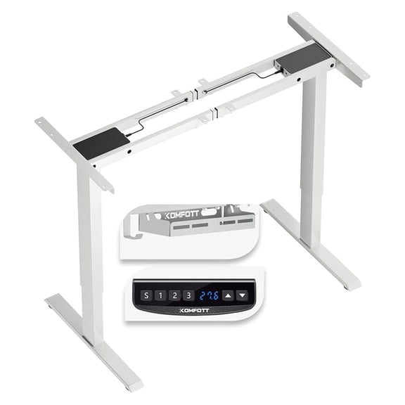 Electric Standing Desk Frame, Dual Motor Sit to Stand Workstation Base - Height Adjustable 27.6-47.3", 176lbs Capacity, Memory Controller, Anti-Collision - White (Frame Only)
