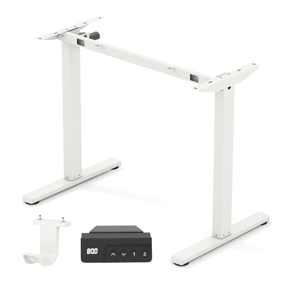 Electric Standing Desk Frame, Height Adjustable Computer Desk Base with LED Display & 2 Memory Positions, Ergonomic Home Office Sit Stand Desk Legs for 40"-48" Tabletop (White)