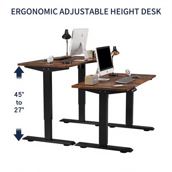 Electric Standing Desk Height Adjustable Desk for Home and Office Computer Table Gaming Desk Modern Luxiury Table 48" Rustic Brown Lift-up Desk
