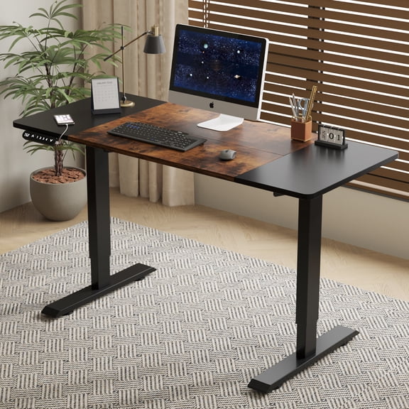 Electric Standing Desk Height Adjustable Desk for Home and Office Computer Table Gaming Desk Modern Luxiury Table 55" Lift-up Desk