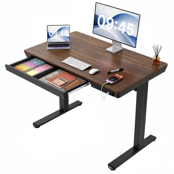 Electric Standing Desk, Stand up Desks Adjustable Height,Adjustable Desk,30x24 inches,Black Walnut