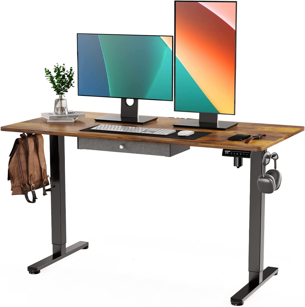 Electric Standing Desk with Drawer Height Adjustable Computer Stand Up Table for Home Office