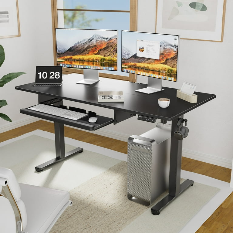 Computer desk with sales adjustable keyboard tray