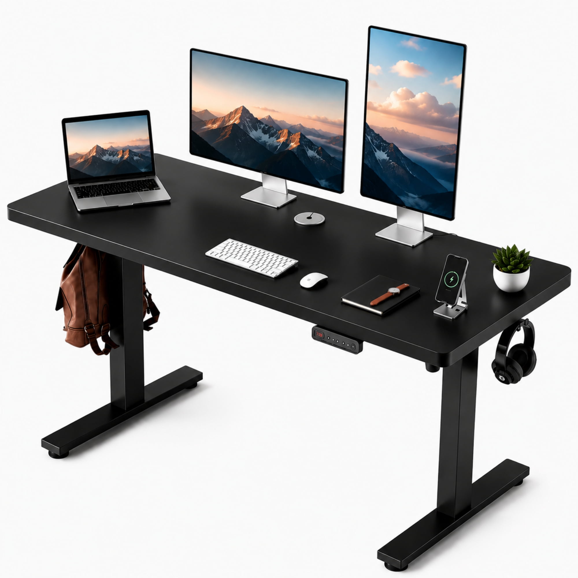 Electric Standing Desk with Memory Controller, Adjustable Height Sit Stand Desk, Quiet Motor, Heavy-Duty Steel Frame, 201 lb Capacity