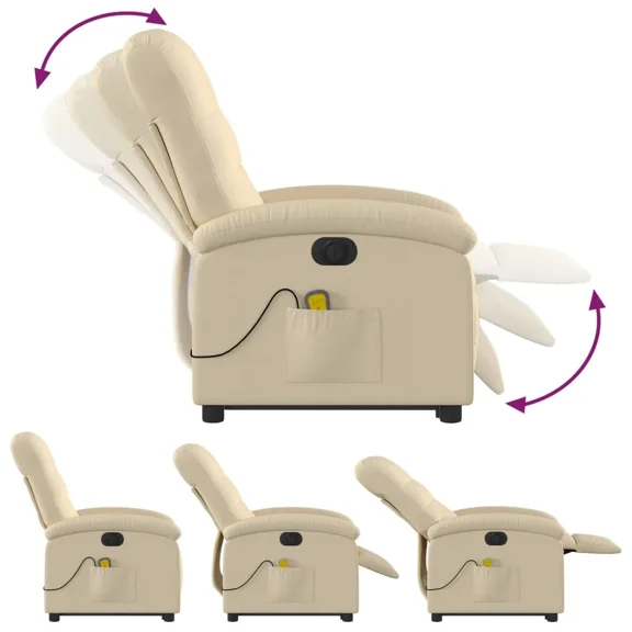 Electric Standing Massage Recliner Massage Sofa 6pm Massage Comfortable and Soft Due To The Living Room, Office Cream 100% Polyester Fabric Strong and Stable Customizable Massage Mode
