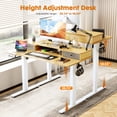 thumbnail image 1 of Electric Standing Office Desk, Height Adjustable Computer Desk Workstation with Double Drawers, Display Bracket, Stainless Steel Frame and T-Shaped Legs, 1 of 7