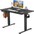 thumbnail image 1 of Electric Standing Office Desk with Hook, 2 Rear End Wiring Holes Adjustable Height 40x24in Stand Up Desk, Memory Computer Desk Workstation, 1 of 7