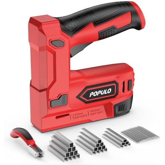 Electric Staple Gun, 2 in 1 Electric Stapler Tacker 4V Cordless Brad Nailer Kit, Battery Powered Nail Gun for Upholstery, Carpentry, DIY with Staple Remover, 1500 Staples and Nails