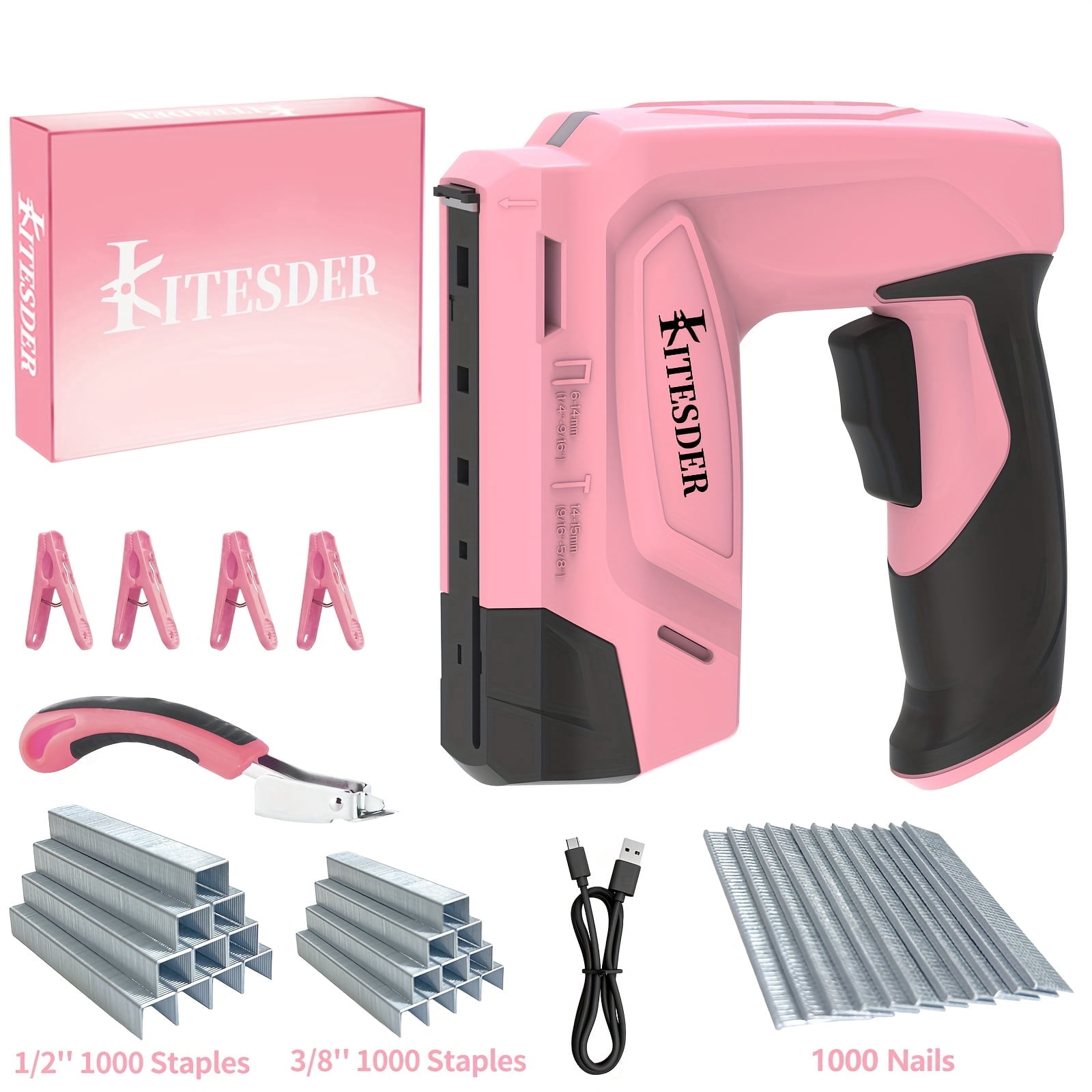 Electric Staple Gun 2-in-1 Brad Nailer 3.6V with 3000PCS Staples Nails & USB Charger, for Upholstering Crafts Carpentry DIY Projects, Ideal Christmas Gift, Shipped From Local Warehouse