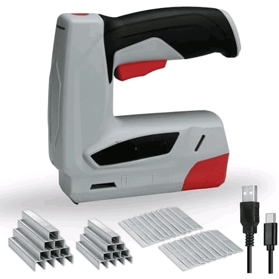 Electric Staple Gun, 2-in-1 Cordless Brad Nailer, 4V Electric Stapler Kit with 2000 Staples and 1000 Nails, USB Charger, 2000mAh Li-ion Battery for Home Use, Wood, Fabric, Upholstery, DIY