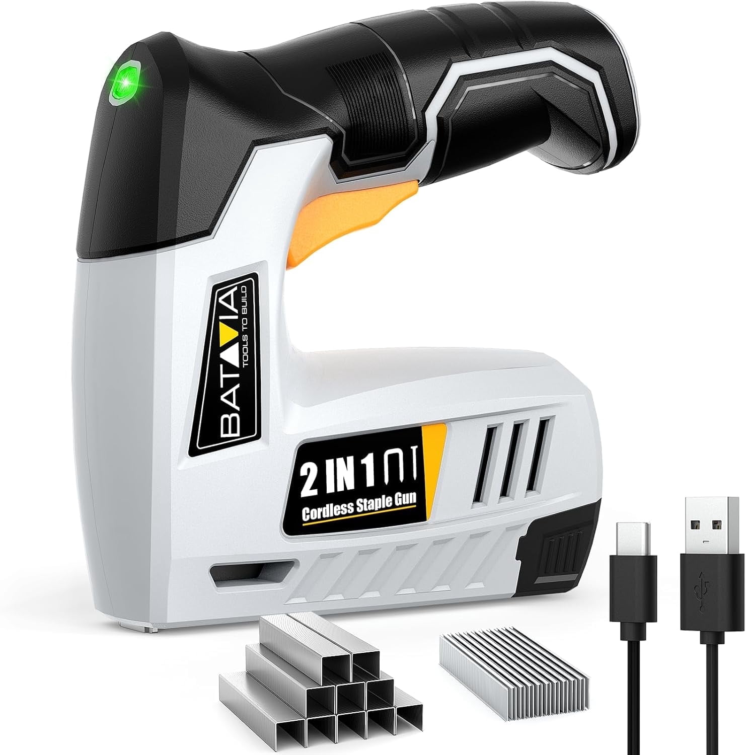 Electric Staple Gun, 2-in-1 Cordless Brad Nailer & Stapler Kit with ...
