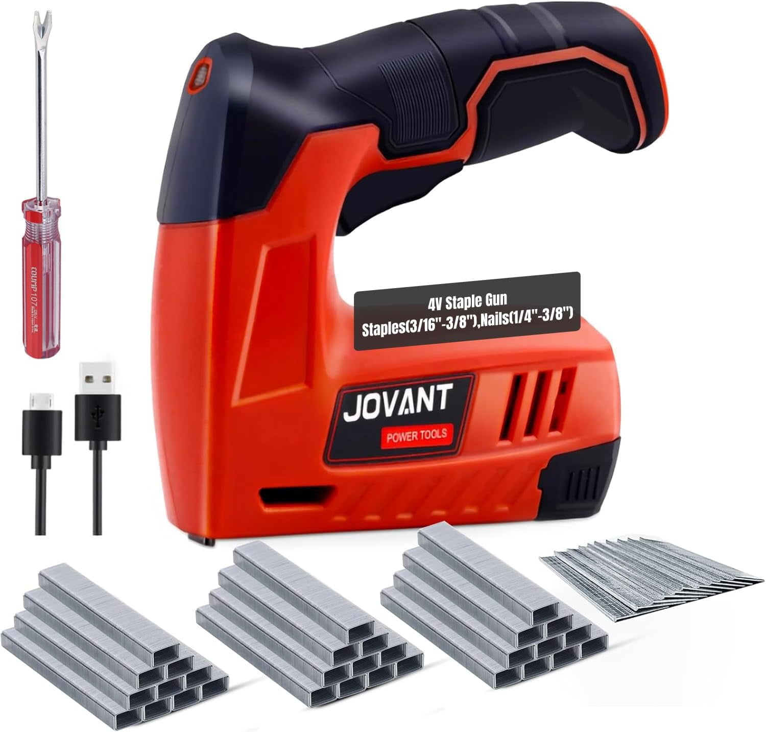 Electric Staple Gun with 3650 Staples and Staple Remover,Upholstery Staple Gun Heavy Duty for Wood, Crafts, Carpentry, Decoration DIY,4V 2 in 1 Cordless Brad Nailer fits 3/16" - 3/8 "Staples,Nails