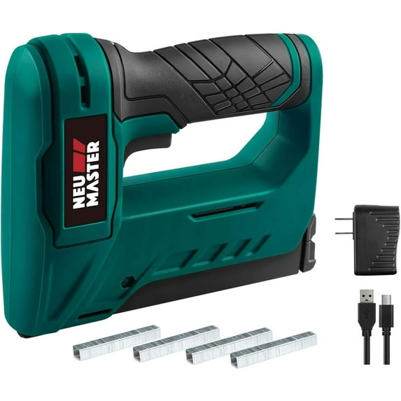 Electric Staple Gun, Cordless Staple Gun with Staples & USB Charger, Staple Gun Heavy Duty for Upholstery, Crafts, Carpentry, Material Repair, Furniture DIY NTC0070