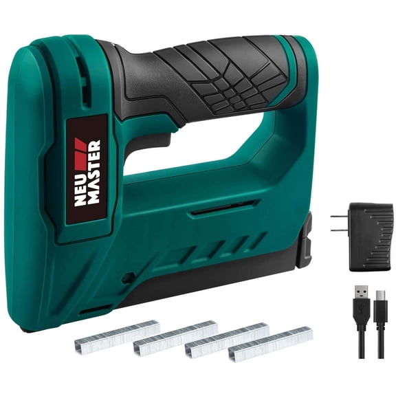Electric Staple Gun for Wood - Cordless Stapler Gun with T50 Staples, USB Charger, Heavy Duty Satple Gun for Upholstering, Crafts, DIY, Carpentry, Material Repair