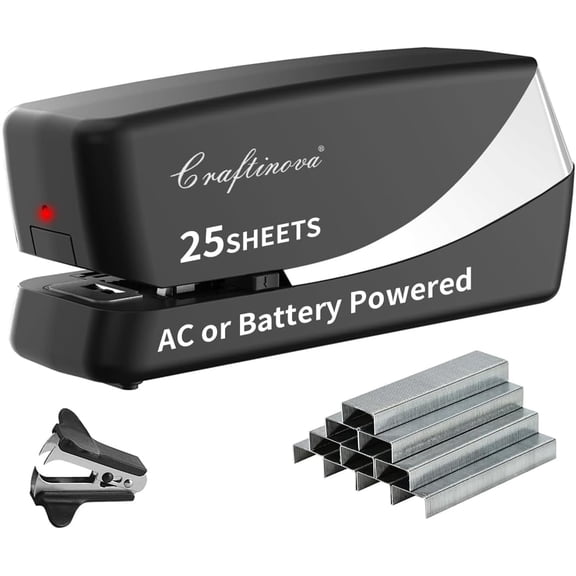 Electric Stapler, Automatic Stapler, Include 2000 and 1 Staple Remover, Heavy Duty, Store 210 AC or Battery Powered, 25 Sheet Capacity.