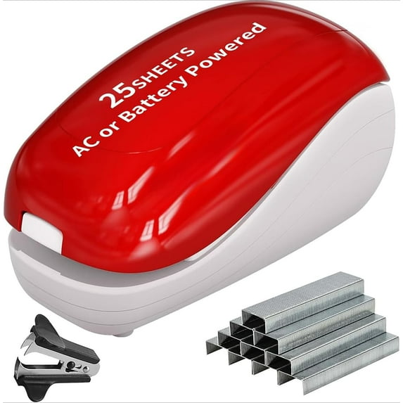Electric Stapler,Including 2000 Staples and 1 Staple Remover, Suitable for Palm Size and high Comfort,25 Sheet Capacity, AC Adapter or Battery Powered,Battery not Included