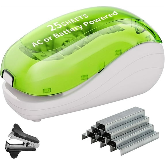 Electric Stapler,Including 2000 Staples and 1 Staple Remover, Suitable for Palm Size and high Comfort,25 Sheet Capacity, AC Adapter or Battery Powered,Battery not Included