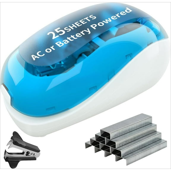 Electric Stapler，Including 2000 Staples and 1 Staple Remover, Suitable for Palm Size and high Comfort，25 Sheet Capacity, AC Adapter or Battery Powered，Battery not Included