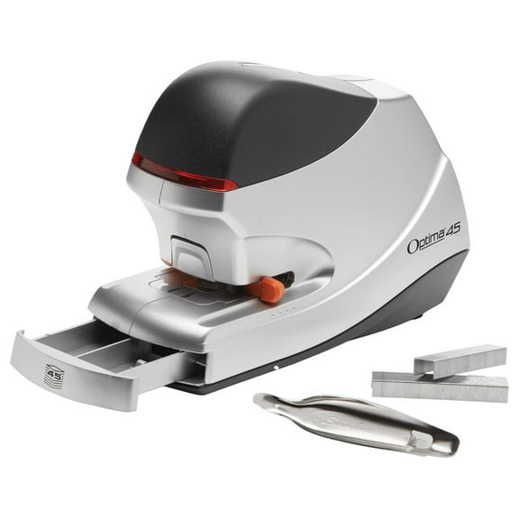 Electric Stapler Value Pack, 45 Sheet Capacity, includes Optima 45 Stapler, 5000 Staples and Staple Remover, Silver (48209)