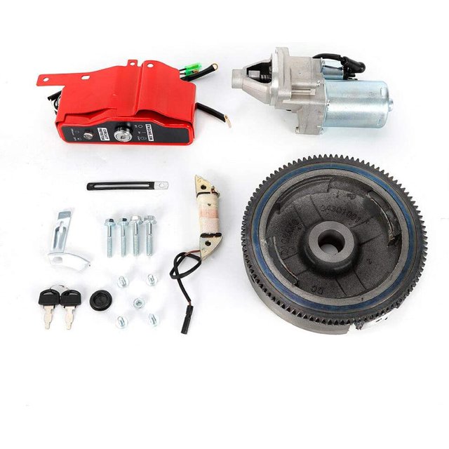 Electric Start Kit FlyWheel Stater Motor Key Switch Box Charging Coil