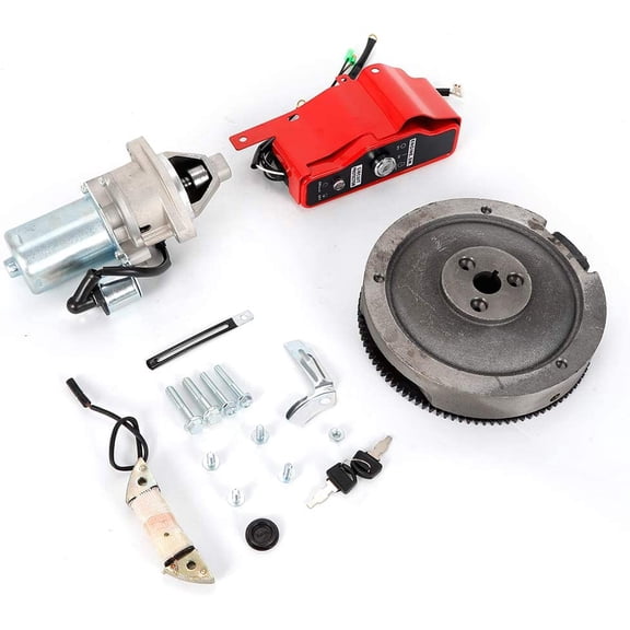 Electric Start Kit Flywheel Starter Motor Key Switch Coil Ignition Fan Cover Fit For GX340 11HP GX390 13HP