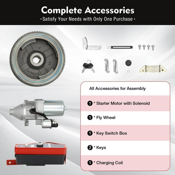 Electric Start Kit Flywheel Starter Motor for Honda GX340 11HP GX390 13HP Engine