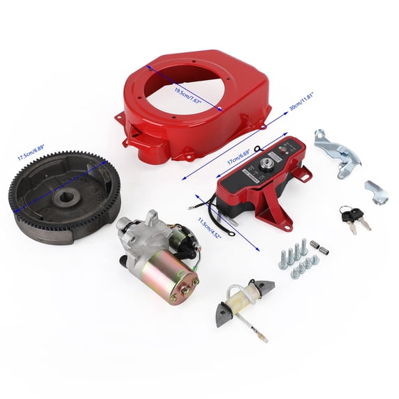 Electric Start Kit Starter Ignition Fan Cover Fit for Honda GX160 GX200 Flywheel Kit