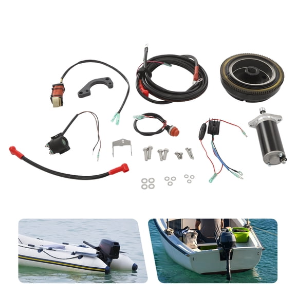 Electric Starter Conversion Kit, Outboard Engine Electric Starter Conversion Kit, Electric Starter Conversion Kit for Dongfa 2-Stroke 15HP/18HP Outboard Motor