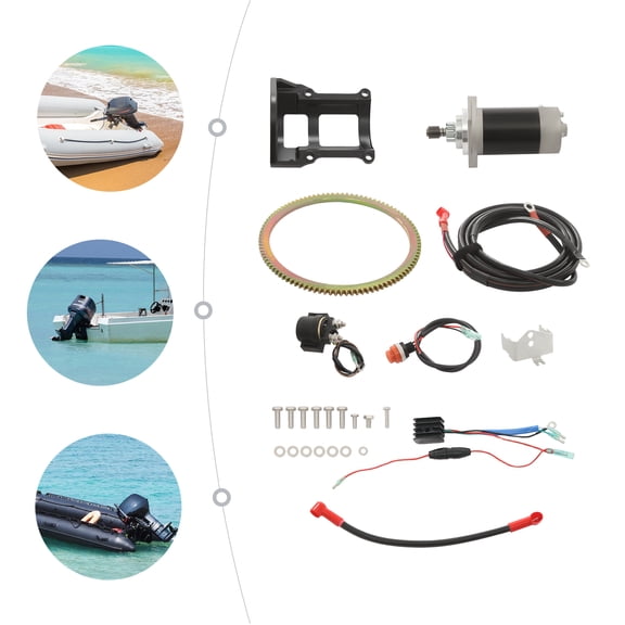 Electric Starter Conversion Kit, Outboard Engine Electric Starter Conversion Kit, Electric Starter Conversion Kit for Suzuki 2-Stroke 40HP Outboard Motor