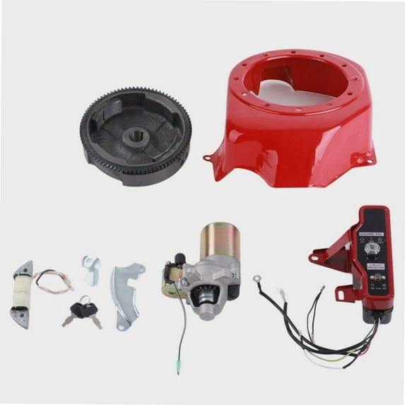 Electric Starter Kit, Pure Copper Coil Gasoline Engine Accessories, Starter Motor Flywheel Key Switch Coil Ignition Fan Cover Fit