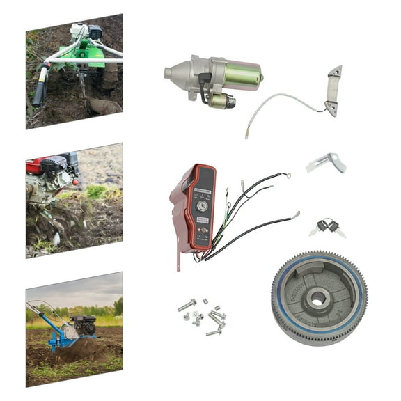 Electric Starter Motor Kit Flywheel for GX390 13HP Engine Electric Starter Motor Kit