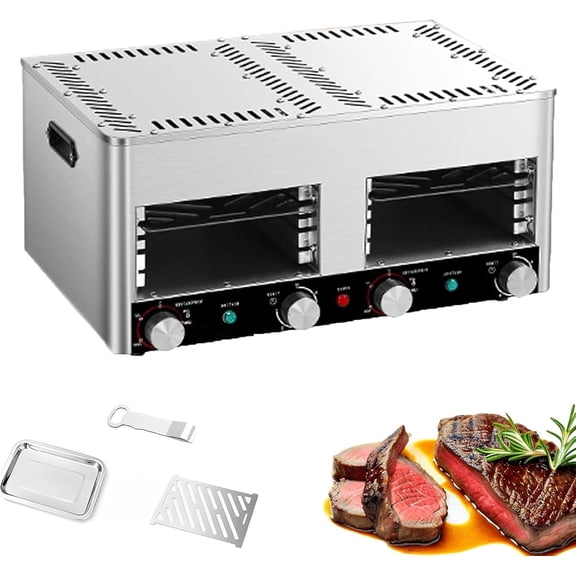 Electric Steak Broiler, 4 Or 8 Layer Grill, Time And Temperature Adjustable, With Broiler Tray And Grill, For Cooking Steak, Pork,Chicken, Vegetables