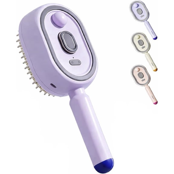 Electric Steam Brush for Hair, Rechargeable Steams Hair Straightener Brush with Detangling Comb, Spray Air Cushion Massage Comb, Anti-Static Wet Hairbrush for Smoothing & Reducing Frizz (White)