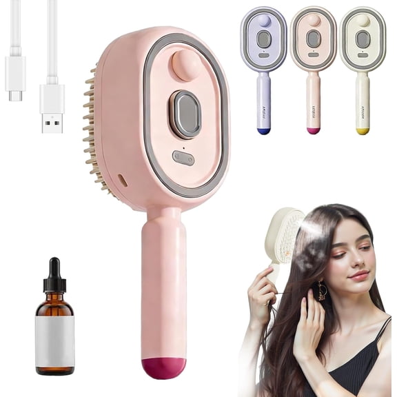 Electric Steam Brush Rechargeable Detangling for All Hair Lengths Anti-Static