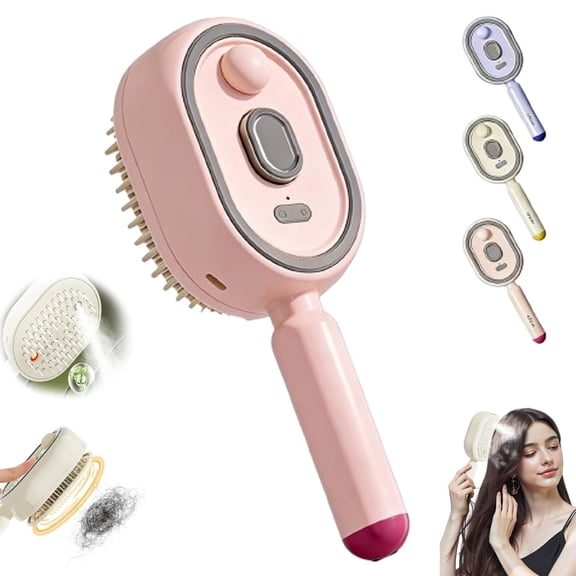 Electric Steam Brush, Rechargeable Hair Straightener Brush with Detangling Comb, Anti-Static Hot Steam Hair Brush for Smoothing, Styling & Frizz Control