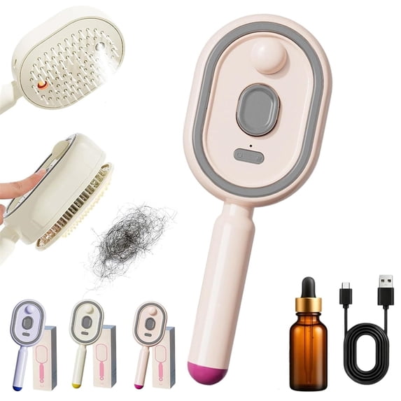 Electric Steam Brushs for Hair,Rechargeable Steam Hair Straightener, Detangling Steam Brush for Short Hair With Water Spray,2-In-1 Misting Hairbrush for Reduce Frizz, Nourishes Hairs Anti Frizz Tool