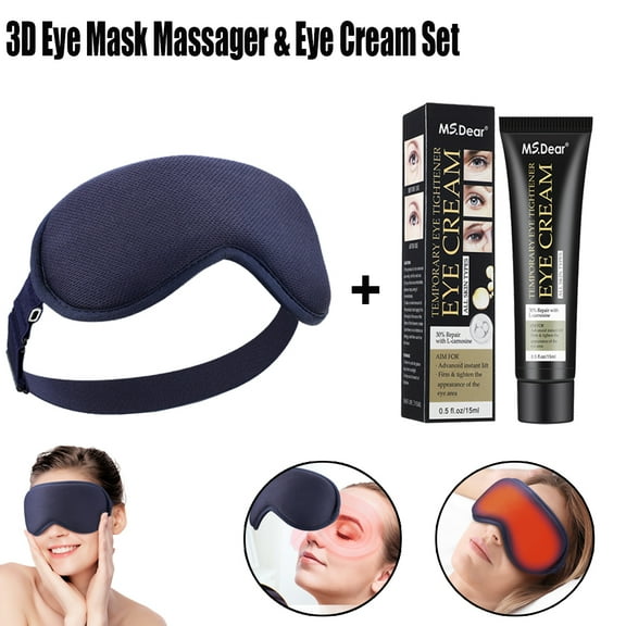Electric Steam Eye Mask with 15ML Eye Cream with 3D Massage Eye Mask Constant Temperature Hot Compress Smart Timing Sleep Shading Relieve Eye Fatigue
