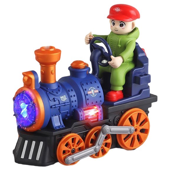 Electric Steam Train Toy Omnidirectional Wheels Spraying Train Toy (Blue)